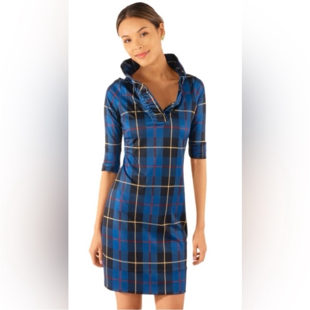 GRETCHEN SCOTT plaidly cooper dress red plaid in blue
